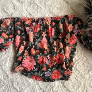 urban outfitters off the shoulder flower shirt